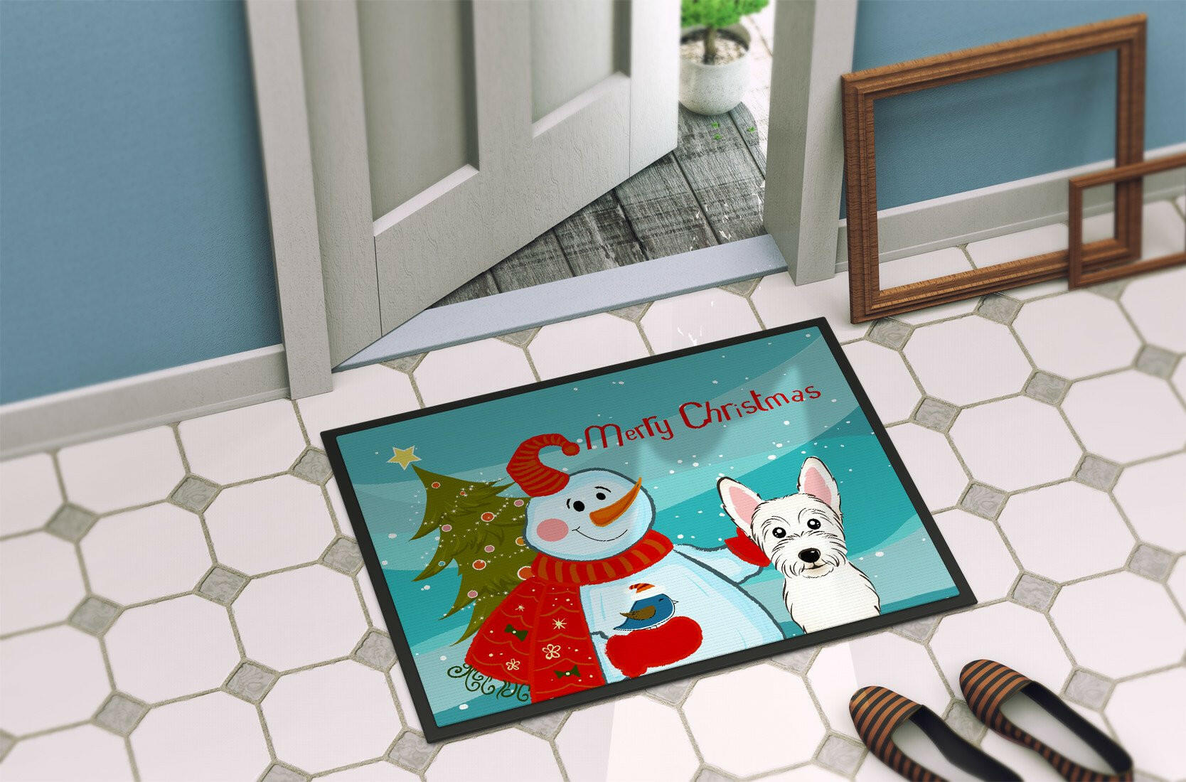 Snowman with Westie Indoor or Outdoor Mat 24x36 BB1846JMAT - the-store.com