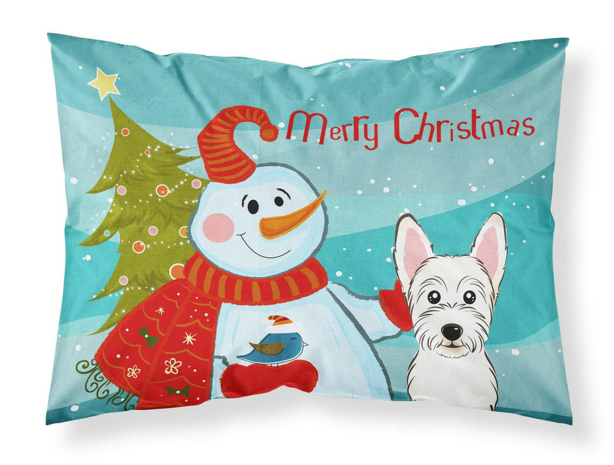 Snowman with Westie Fabric Standard Pillowcase BB1846PILLOWCASE by Caroline&#39;s Treasures