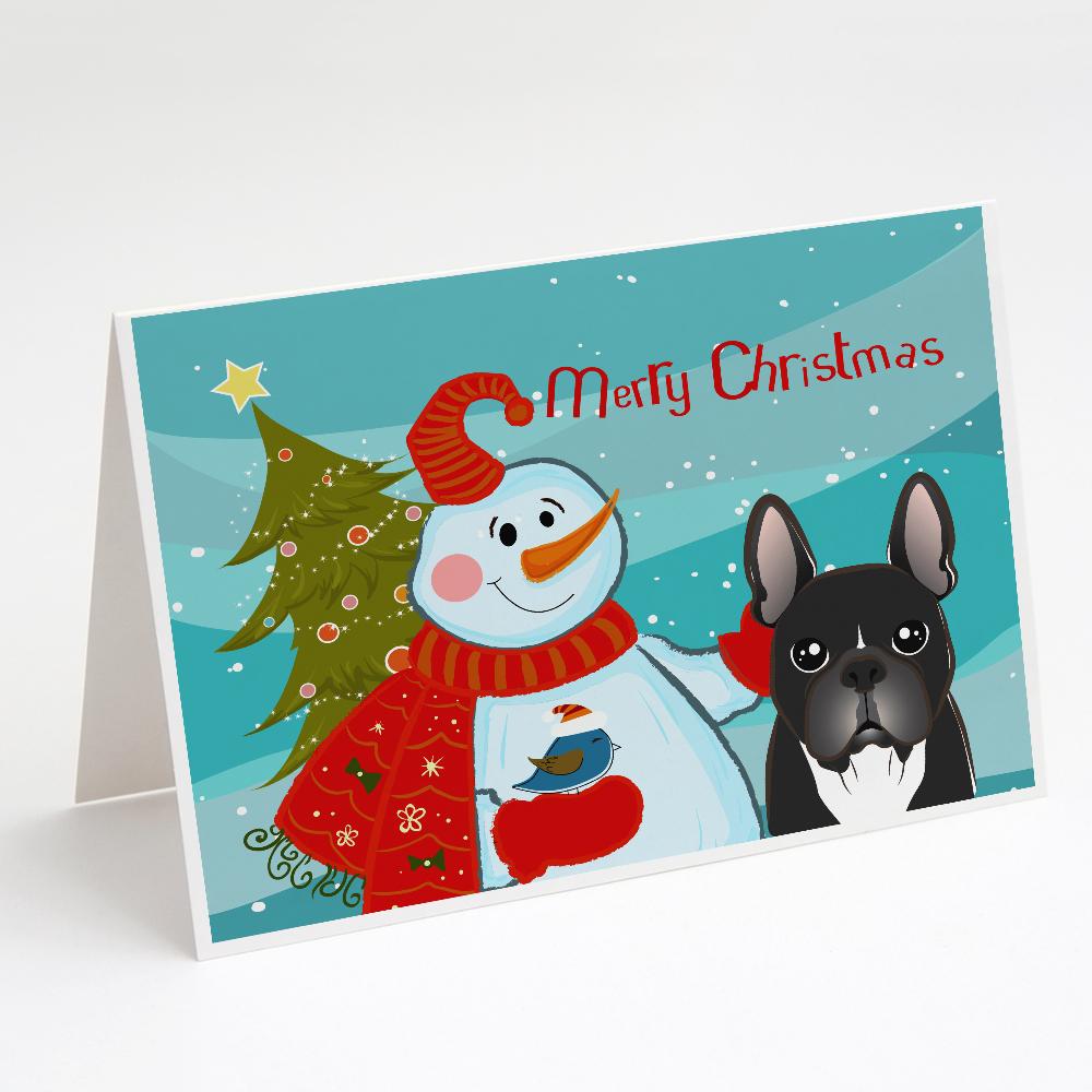 Buy this Snowman with French Bulldog Greeting Cards and Envelopes Pack of 8