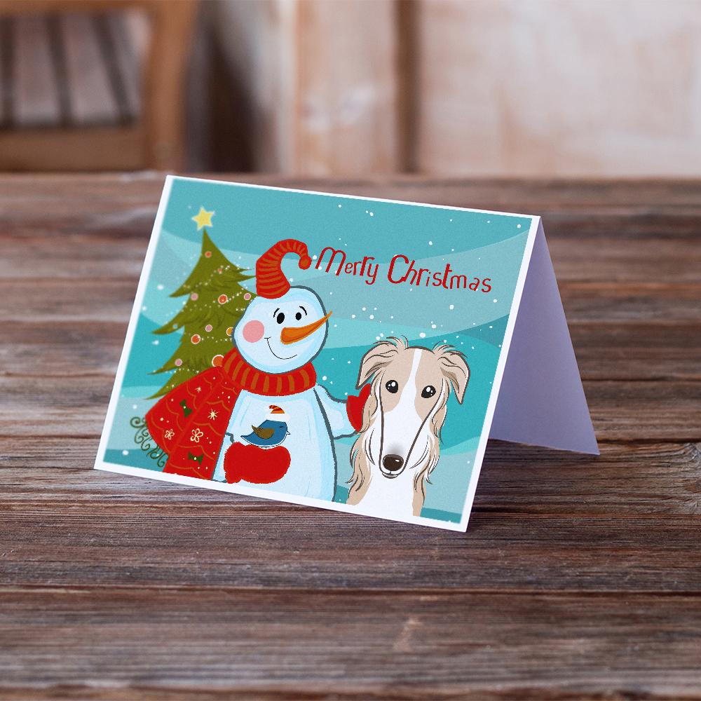 Buy this Snowman with Borzoi Greeting Cards and Envelopes Pack of 8