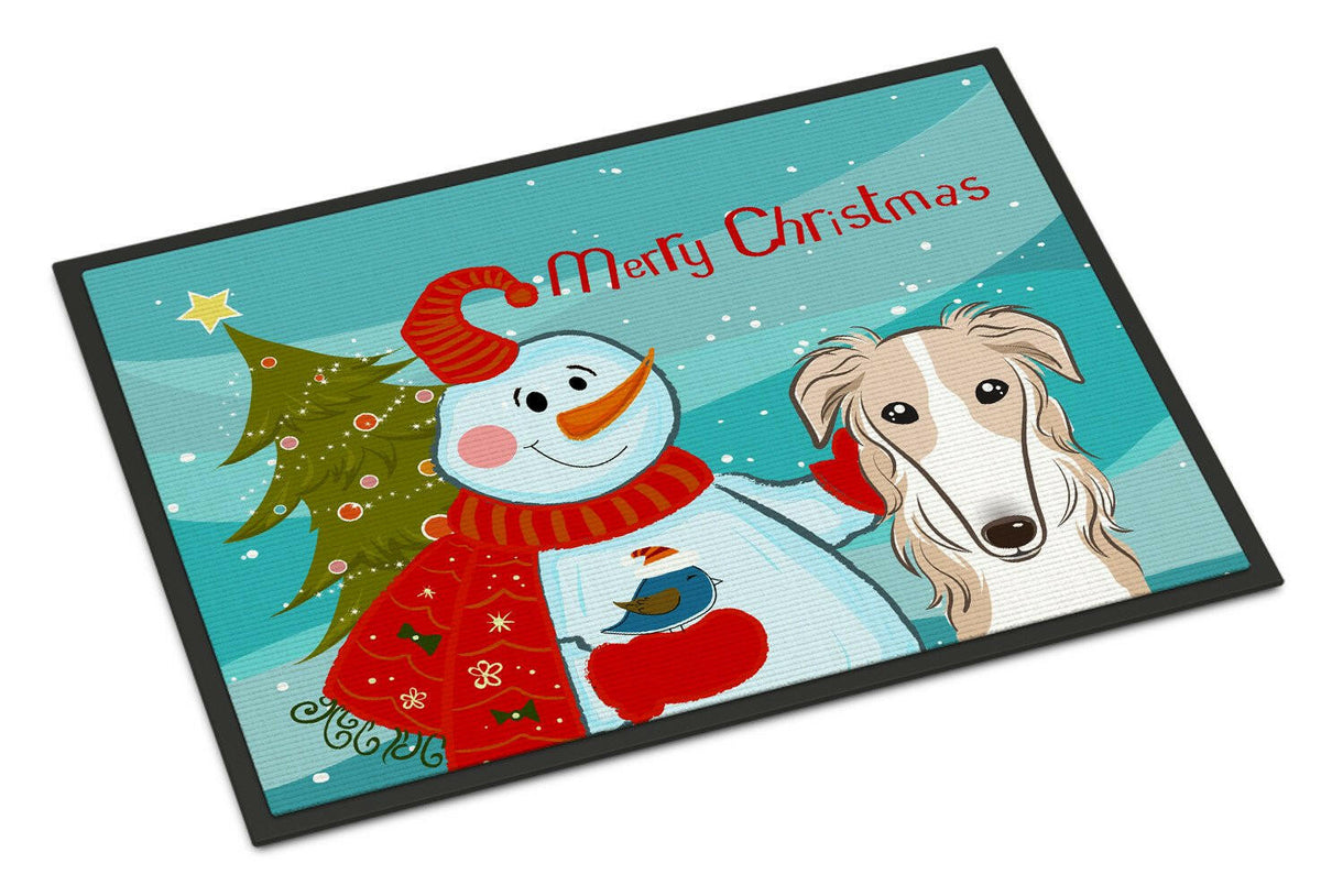 Snowman with Borzoi Indoor or Outdoor Mat 24x36 BB1848JMAT - the-store.com