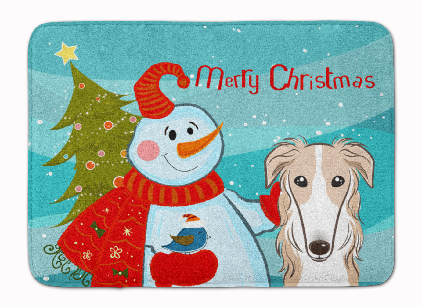 Snowman with Borzoi Machine Washable Memory Foam Mat BB1848RUG - the-store.com