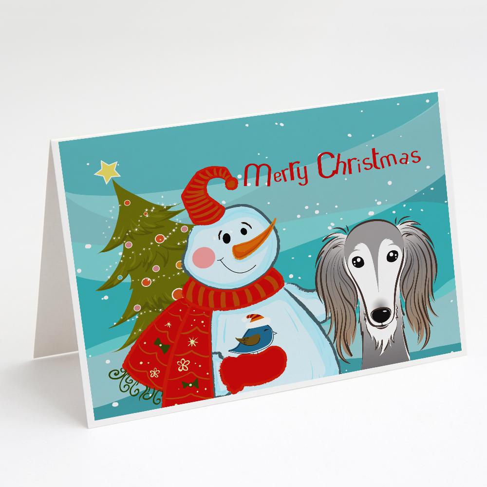 Buy this Snowman with Saluki Greeting Cards and Envelopes Pack of 8