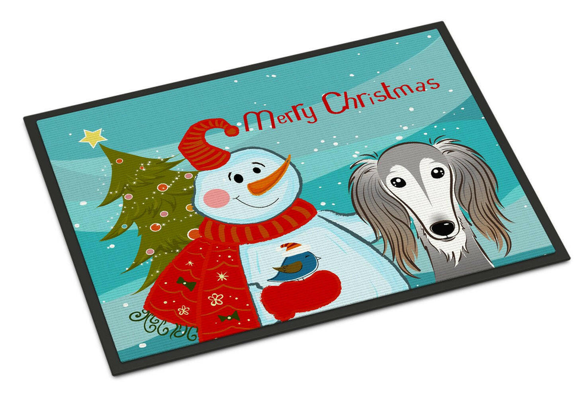 Snowman with Saluki Indoor or Outdoor Mat 24x36 BB1849JMAT - the-store.com