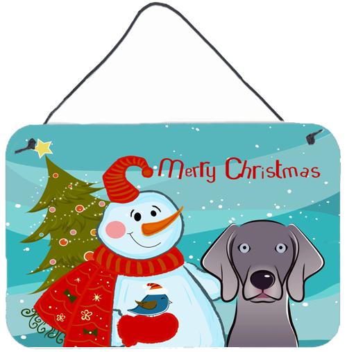 Snowman with Weimaraner Wall or Door Hanging Prints by Caroline's Treasures