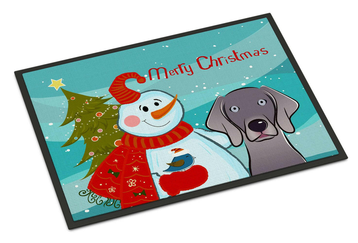 Snowman with Weimaraner Indoor or Outdoor Mat 24x36 BB1851JMAT - the-store.com