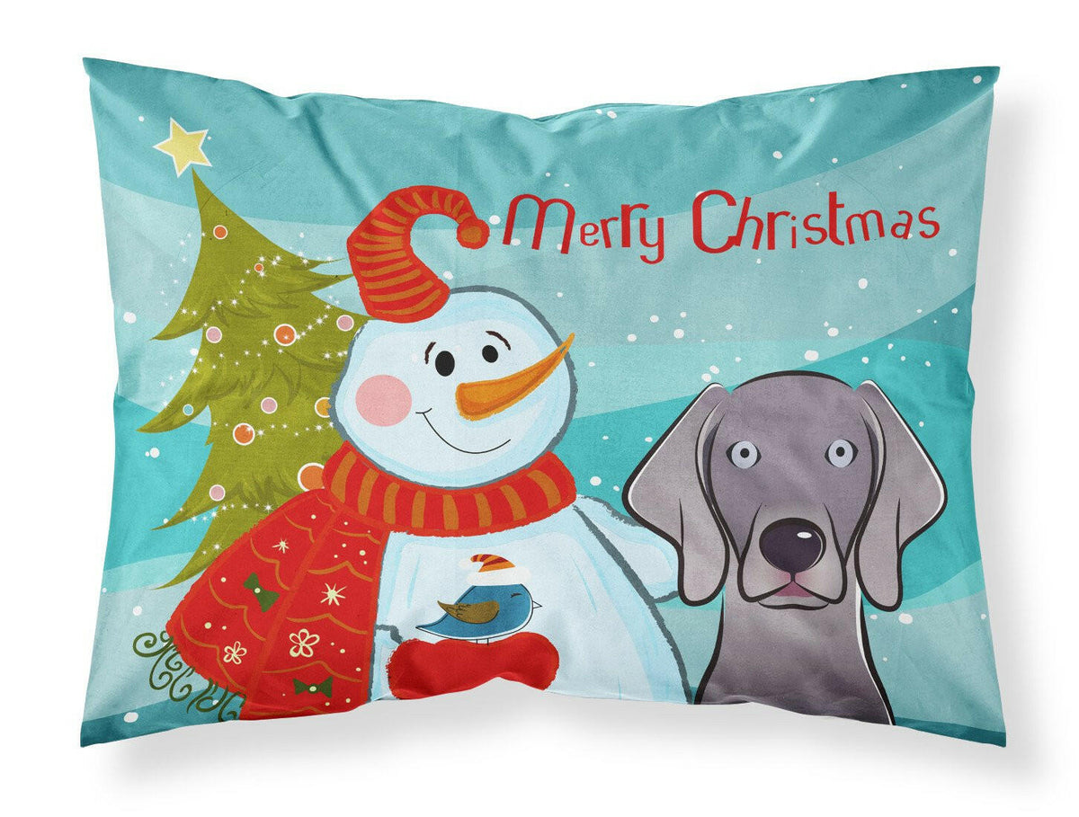 Snowman with Weimaraner Fabric Standard Pillowcase BB1851PILLOWCASE by Caroline&#39;s Treasures