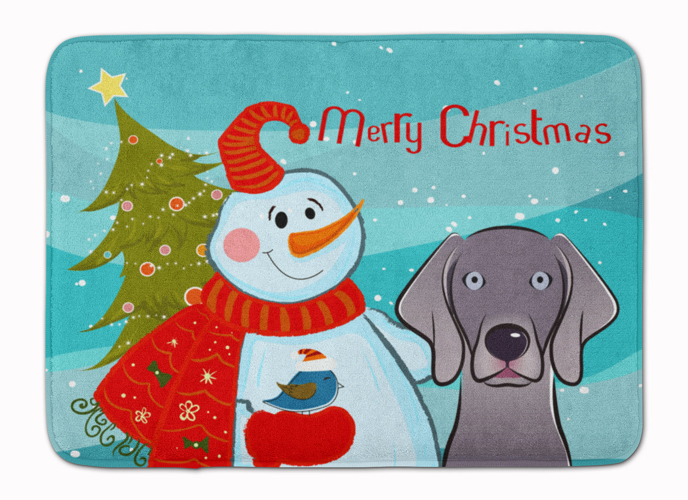 Snowman with Weimaraner Machine Washable Memory Foam Mat BB1851RUG - the-store.com