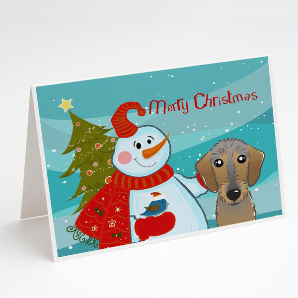 Buy this Snowman with Wirehaired Dachshund Greeting Cards and Envelopes Pack of 8