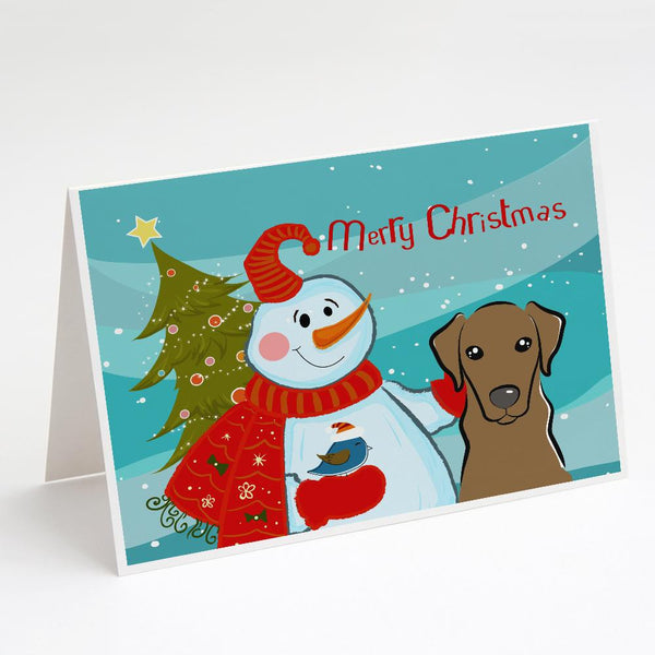 Buy this Snowman with Chocolate Labrador Greeting Cards and Envelopes Pack of 8