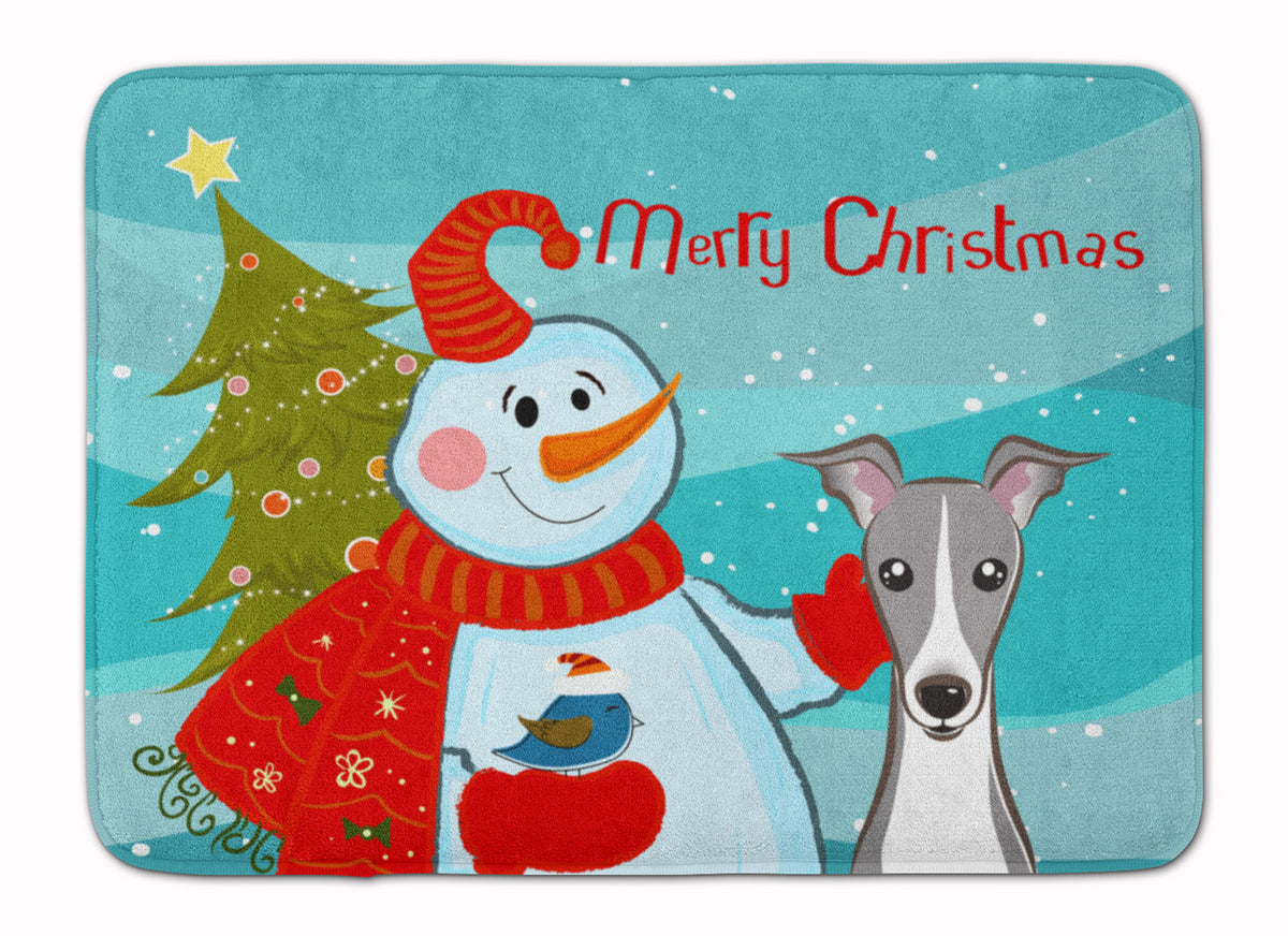 Snowman with Italian Greyhound Machine Washable Memory Foam Mat BB1856RUG - the-store.com