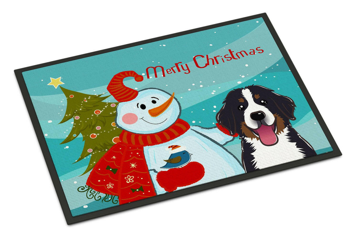 Snowman with Bernese Mountain Dog Indoor or Outdoor Mat 24x36 BB1857JMAT - the-store.com