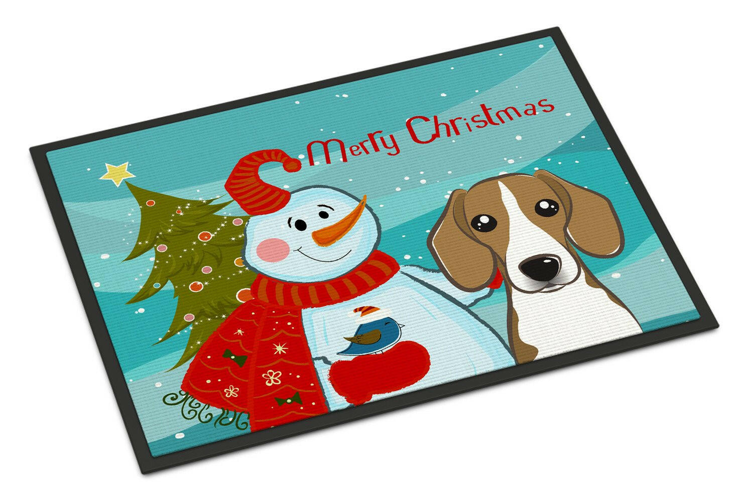 Snowman with Beagle Indoor or Outdoor Mat 24x36 BB1859JMAT - the-store.com