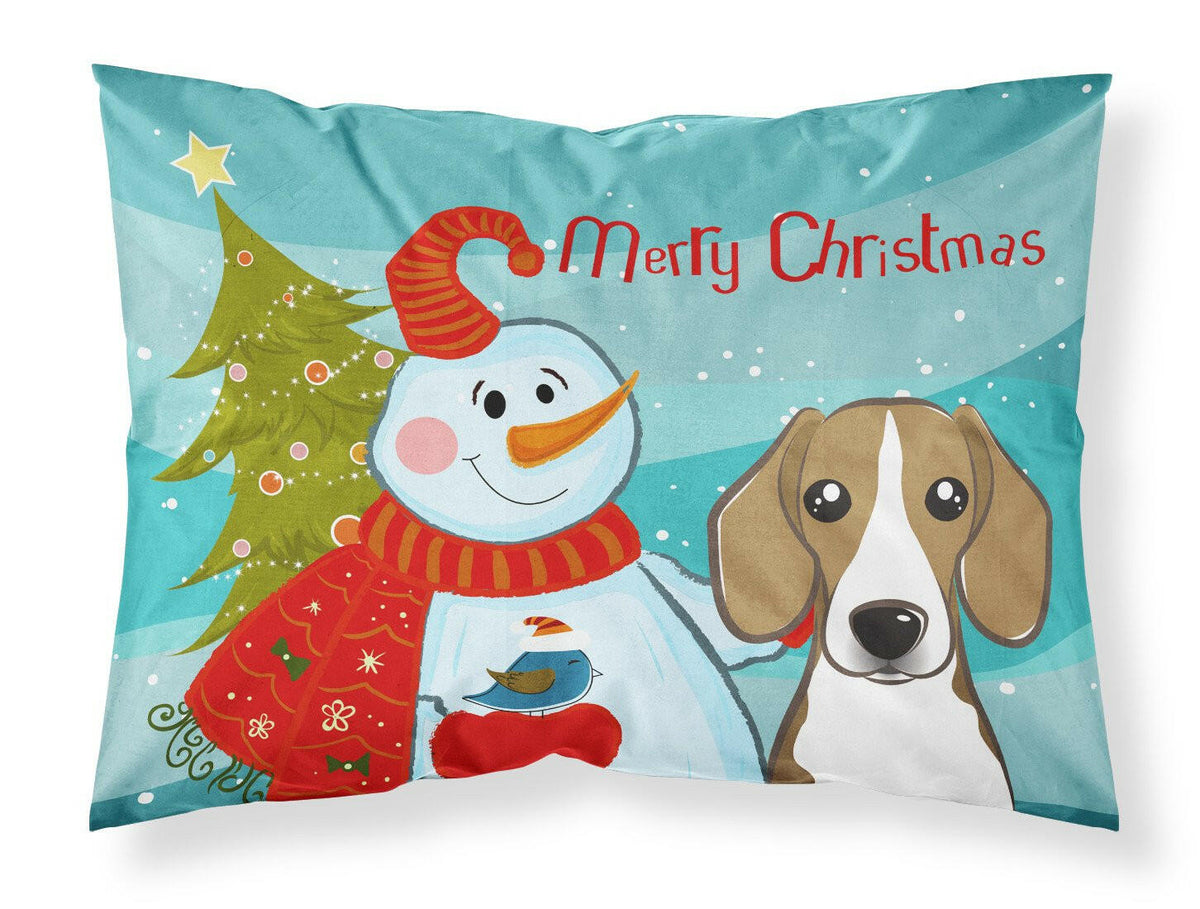 Snowman with Beagle Fabric Standard Pillowcase BB1859PILLOWCASE by Caroline&#39;s Treasures