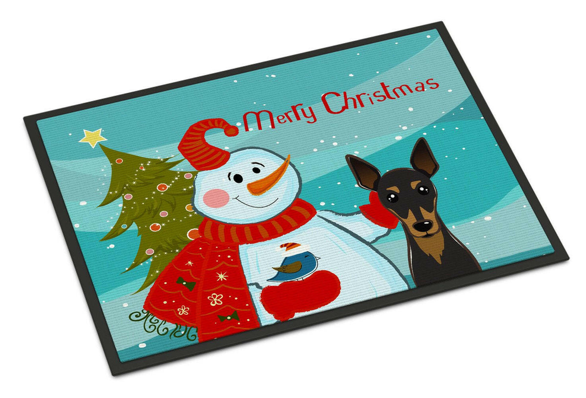 Snowman with Min Pin Indoor or Outdoor Mat 24x36 BB1860JMAT - the-store.com