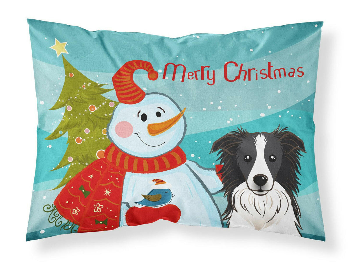 Snowman with Border Collie Fabric Standard Pillowcase BB1861PILLOWCASE by Caroline&#39;s Treasures