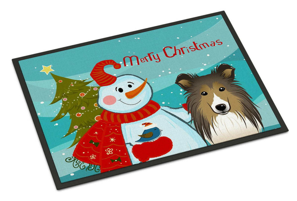 Snowman with Sheltie Indoor or Outdoor Mat 24x36 BB1862JMAT - the-store.com