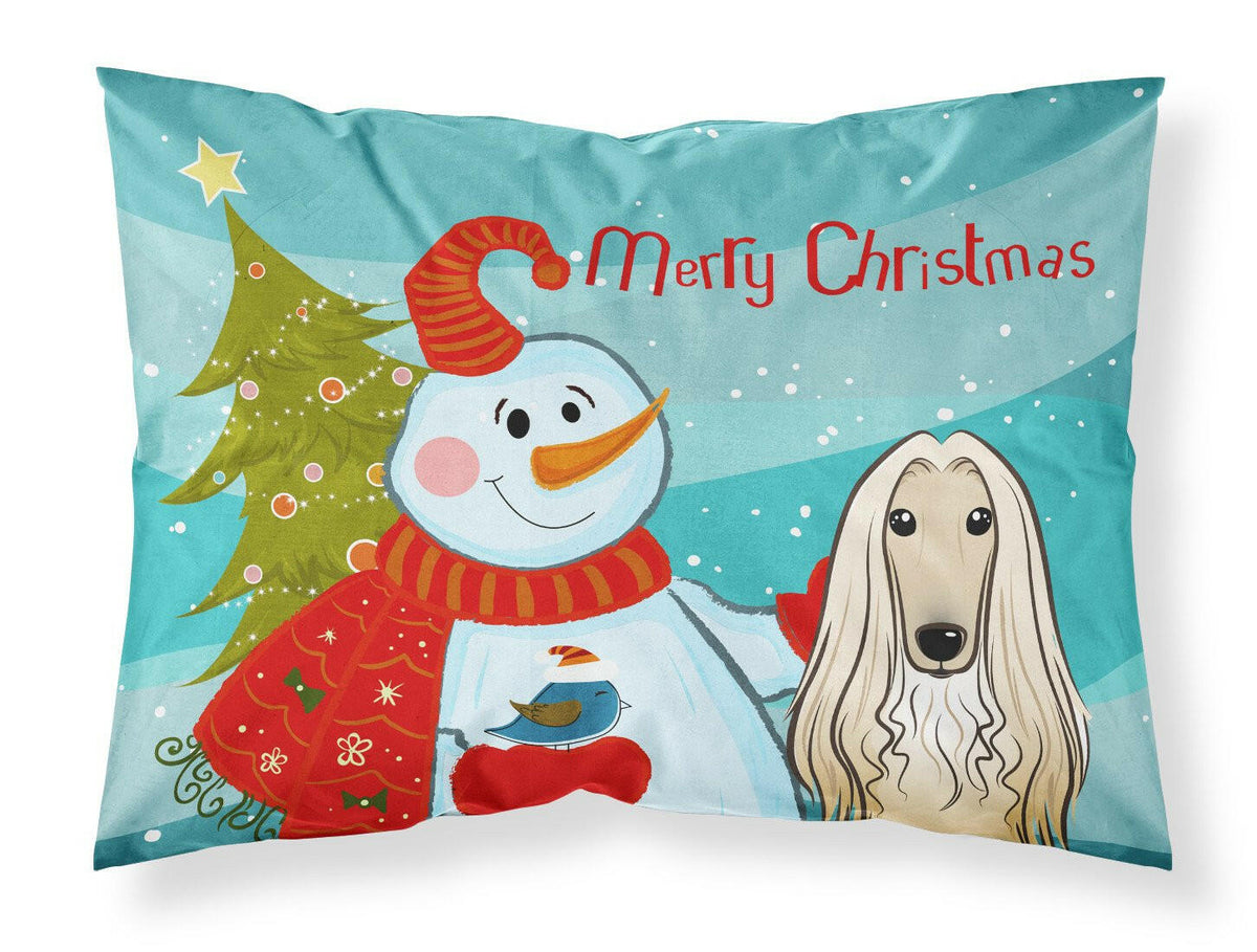 Snowman with Afghan Hound Fabric Standard Pillowcase BB1864PILLOWCASE by Caroline&#39;s Treasures