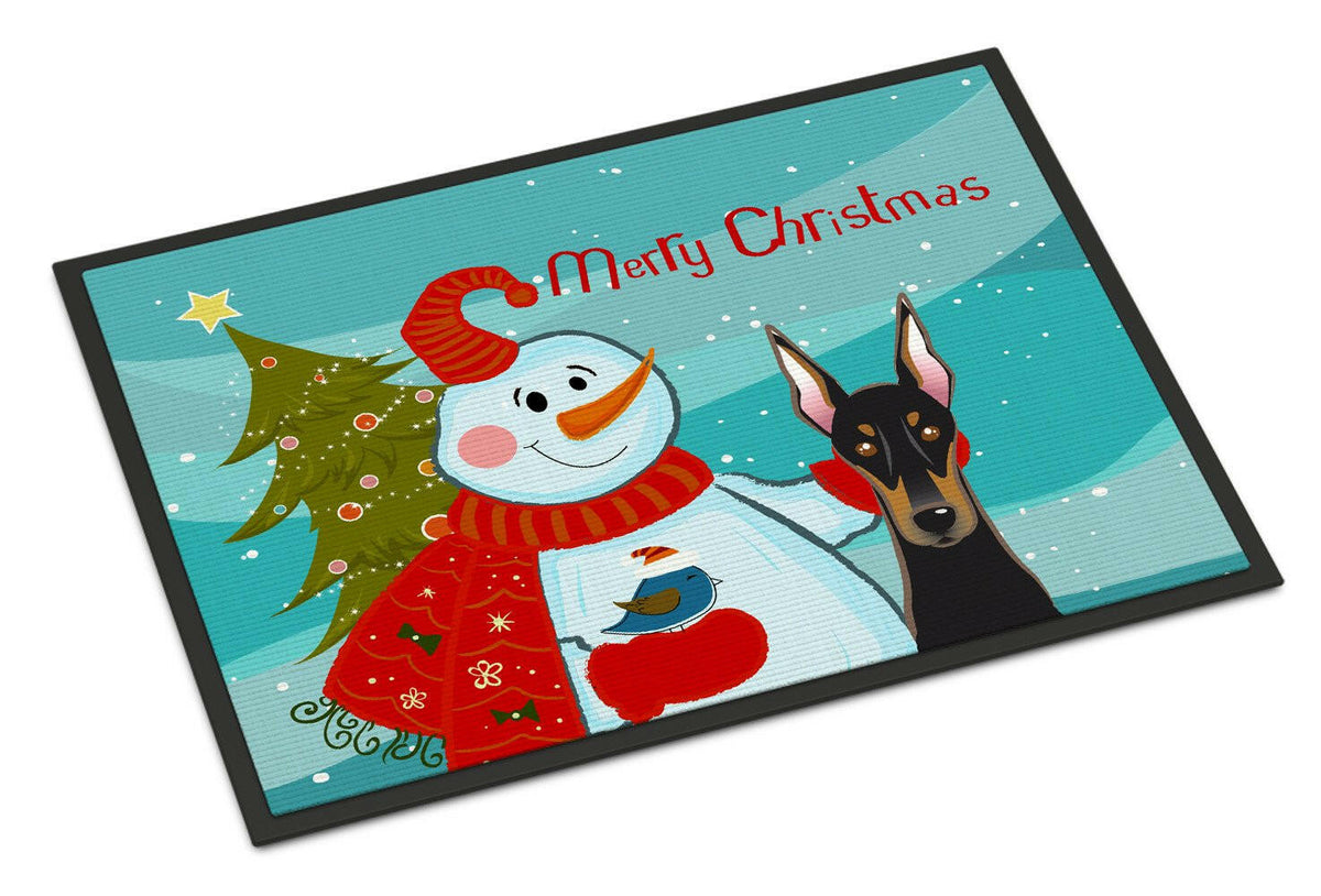 Snowman with Doberman Indoor or Outdoor Mat 24x36 BB1865JMAT - the-store.com