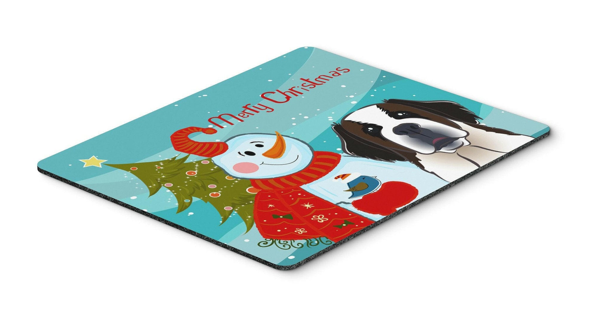 Snowman with Saint Bernard Mouse Pad, Hot Pad or Trivet BB1866MP by Caroline's Treasures