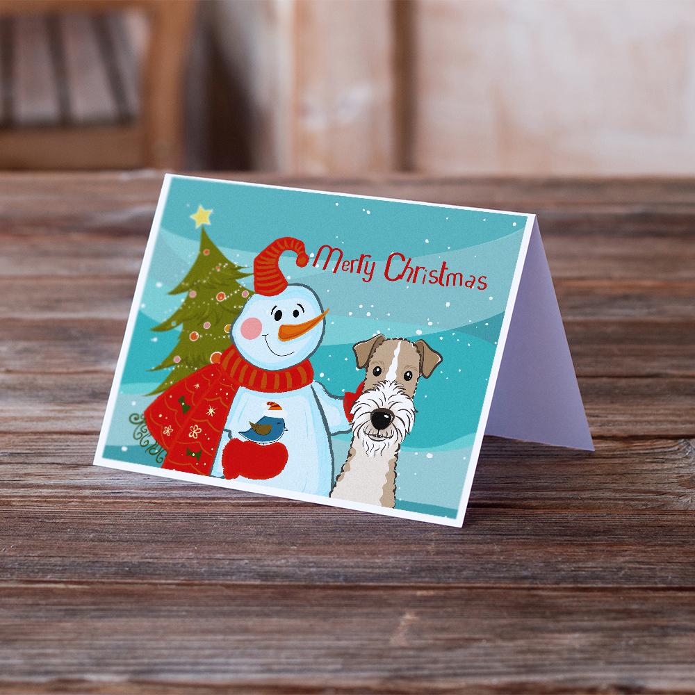 Buy this Snowman with Wire Haired Fox Terrier Greeting Cards and Envelopes Pack of 8