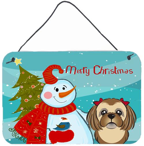 Snowman with Chocolate Brown Shih Tzu Wall or Door Hanging Prints by Caroline&#39;s Treasures