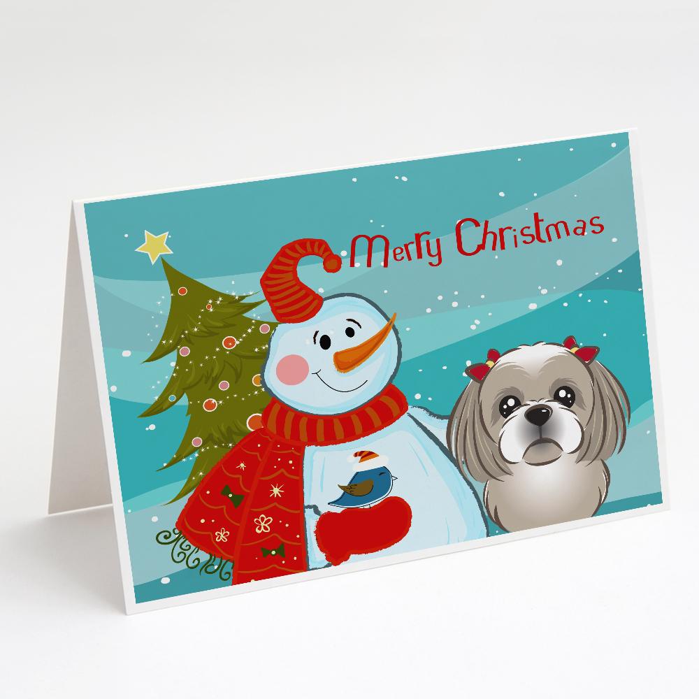 Buy this Snowman with Gray Silver Shih Tzu Greeting Cards and Envelopes Pack of 8