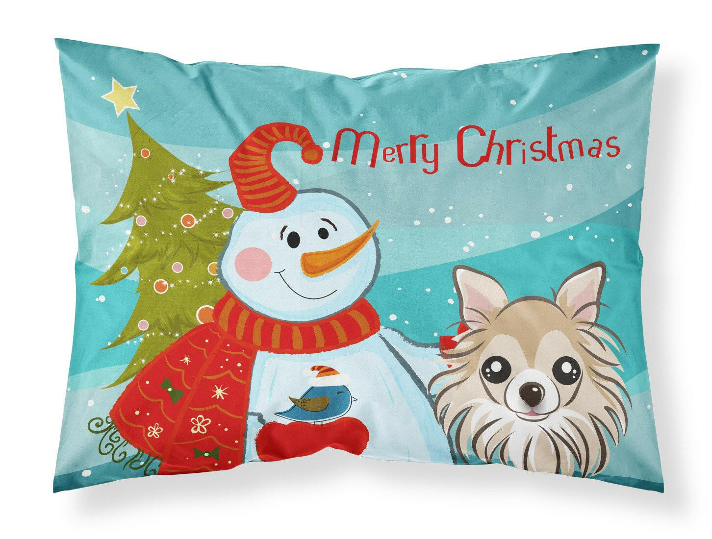 Snowman with Chihuahua Fabric Standard Pillowcase BB1871PILLOWCASE by Caroline's Treasures