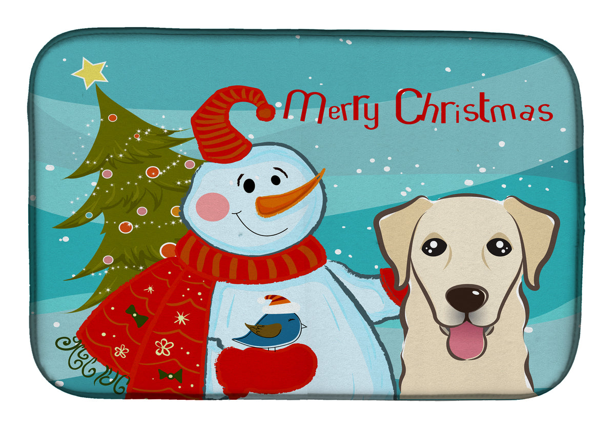 Snowman with Golden Retriever Dish Drying Mat BB1872DDM  the-store.com.