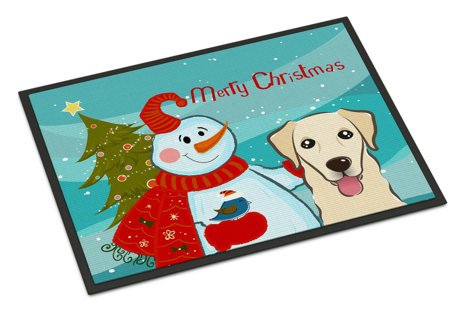 Snowman with Golden Retriever Indoor or Outdoor Mat 18x27 BB1872MAT - the-store.com