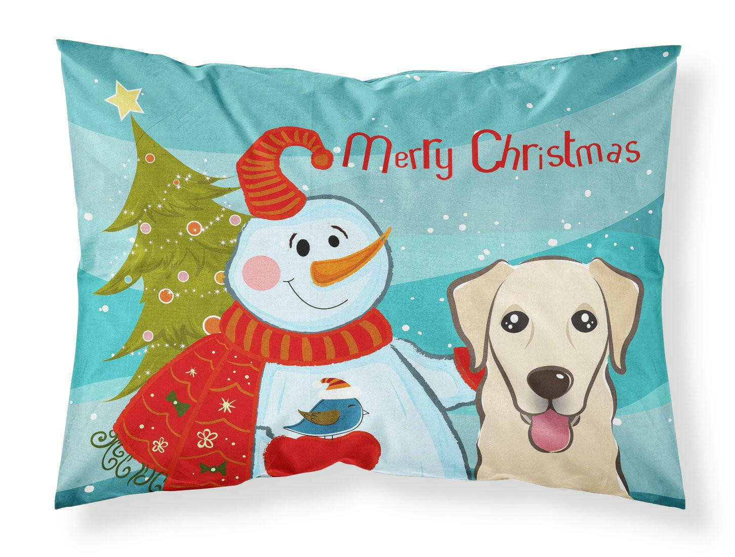 Snowman with Golden Retriever Fabric Standard Pillowcase BB1872PILLOWCASE by Caroline's Treasures