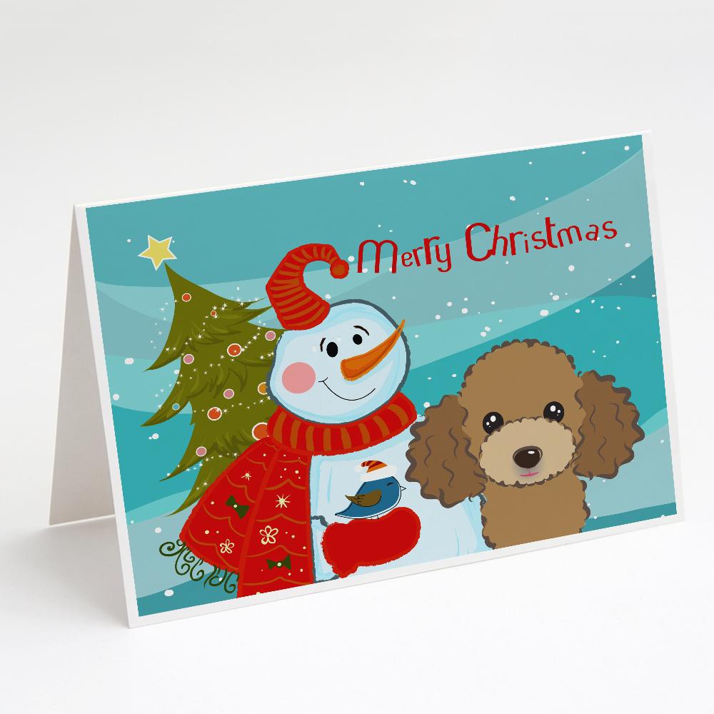 Buy this Snowman with Chocolate Brown Poodle Greeting Cards and Envelopes Pack of 8