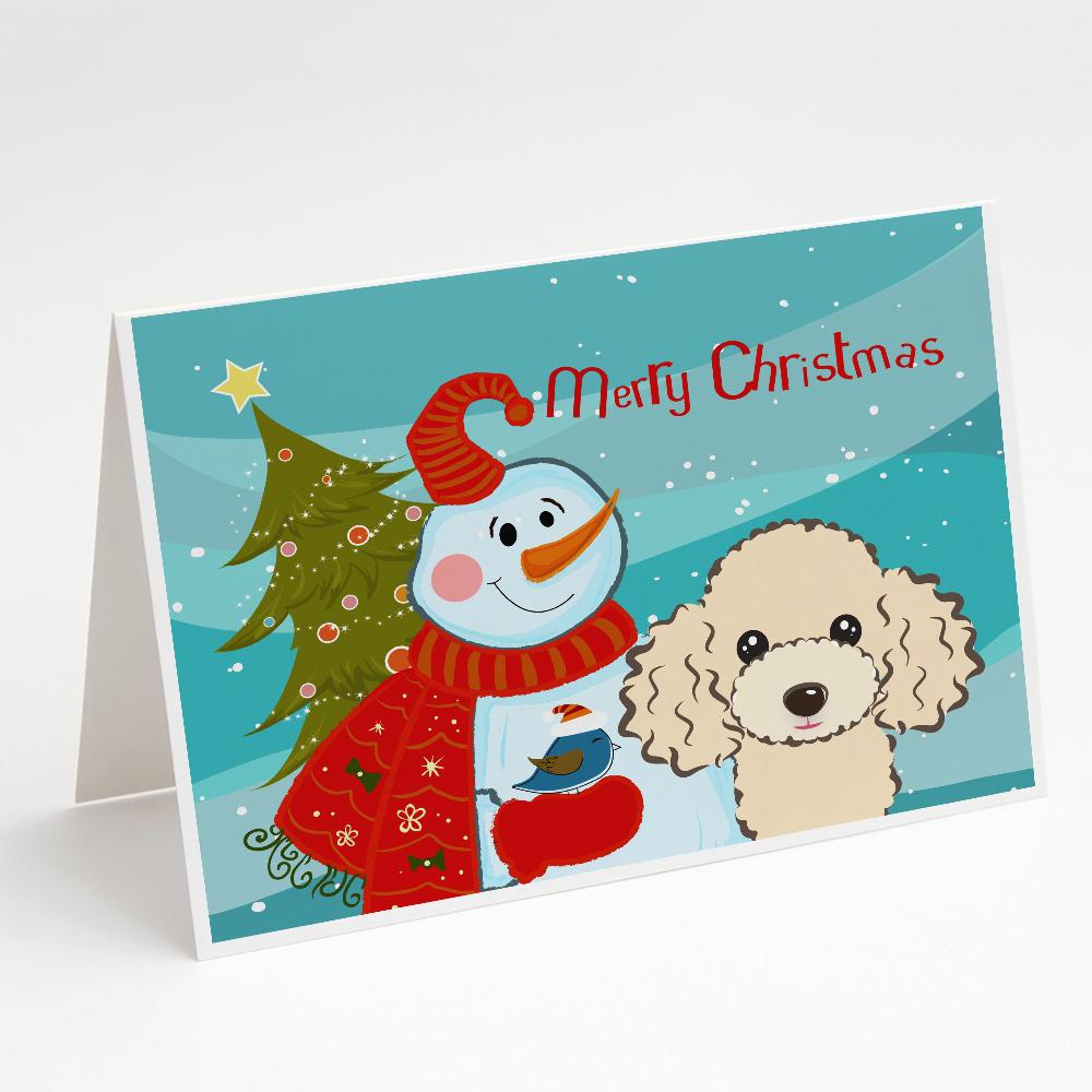 Buy this Snowman with Buff Poodle Greeting Cards and Envelopes Pack of 8