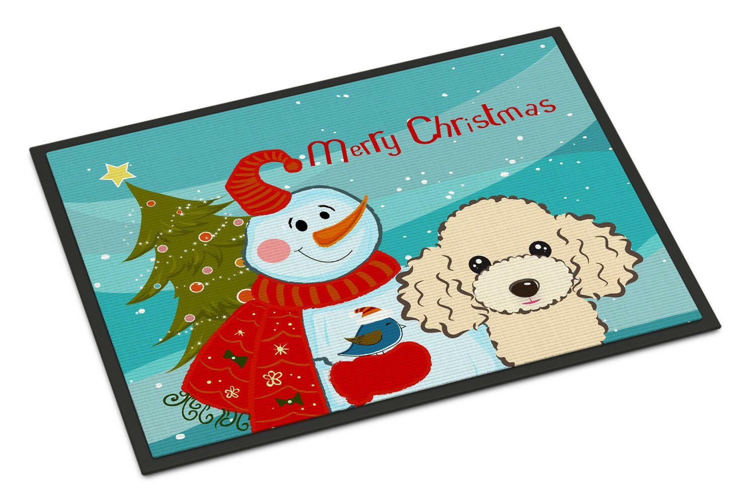 Snowman with Buff Poodle Indoor or Outdoor Mat 24x36 BB1878JMAT - the-store.com