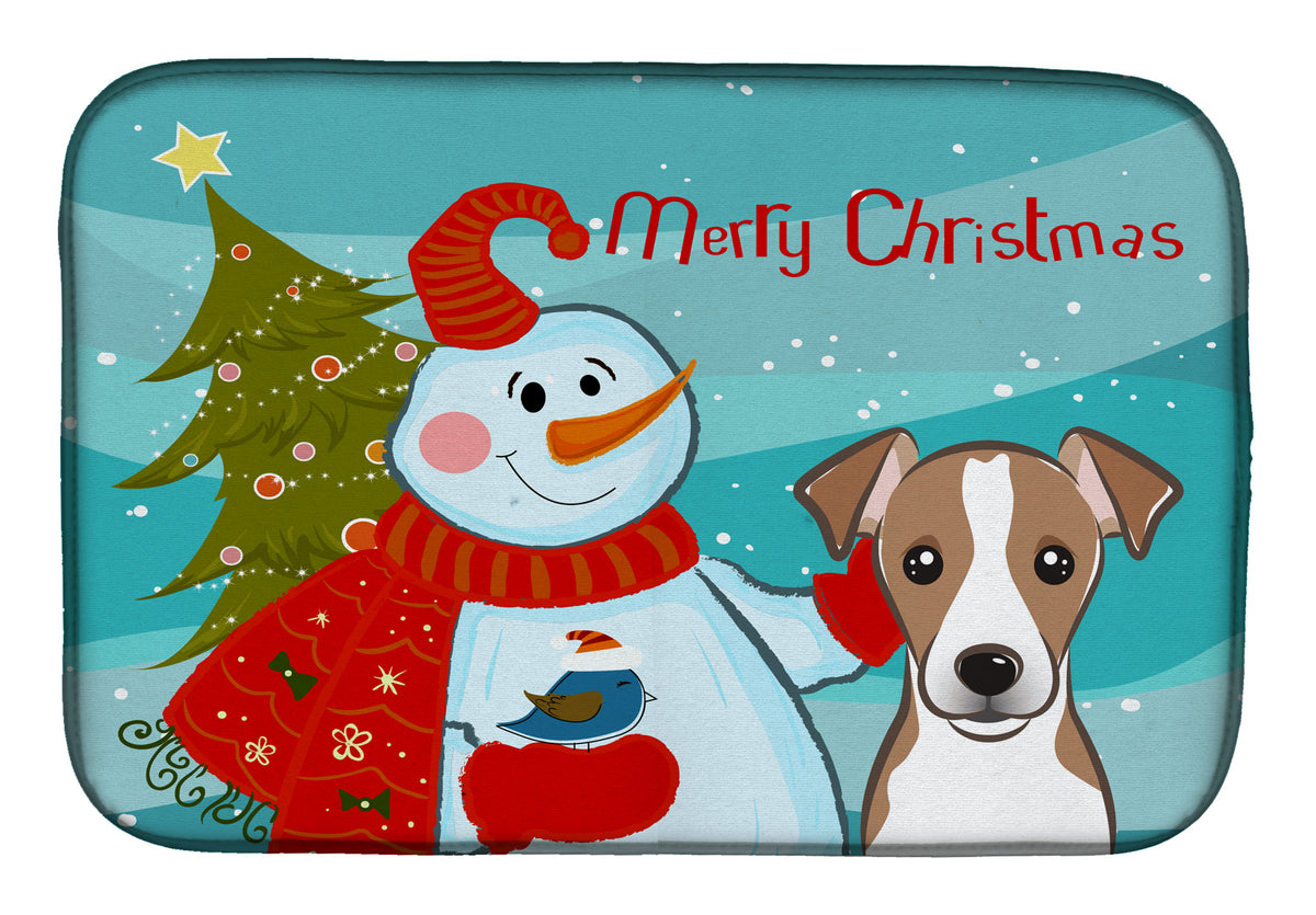 Snowman with Jack Russell Terrier Dish Drying Mat BB1880DDM  the-store.com.