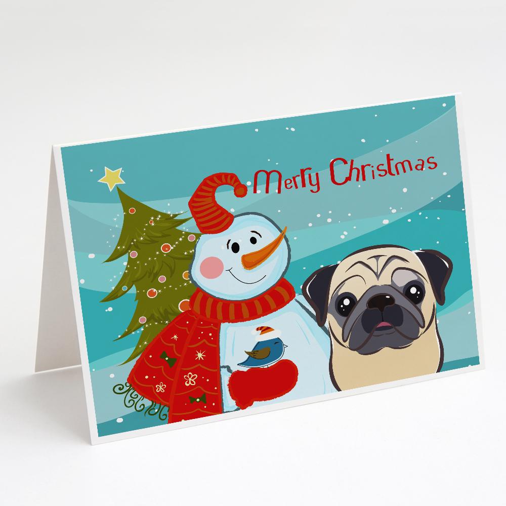 Buy this Snowman with Fawn Pug Greeting Cards and Envelopes Pack of 8