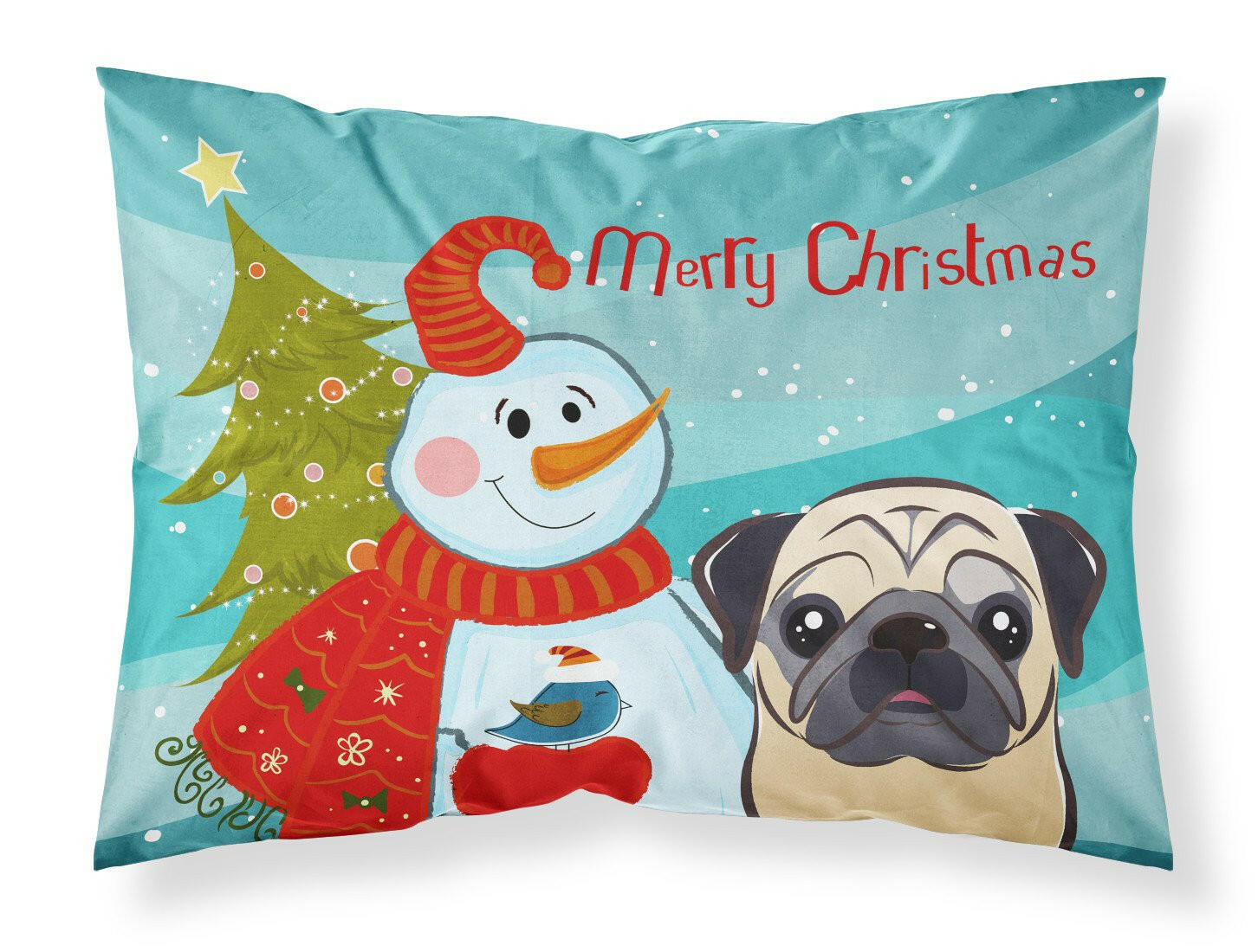 Snowman with Fawn Pug Fabric Standard Pillowcase BB1882PILLOWCASE by Caroline's Treasures