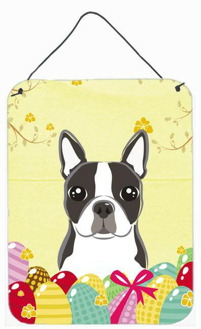 Boston Terrier Easter Egg Hunt Wall or Door Hanging Prints BB1885DS1216 by Caroline&#39;s Treasures