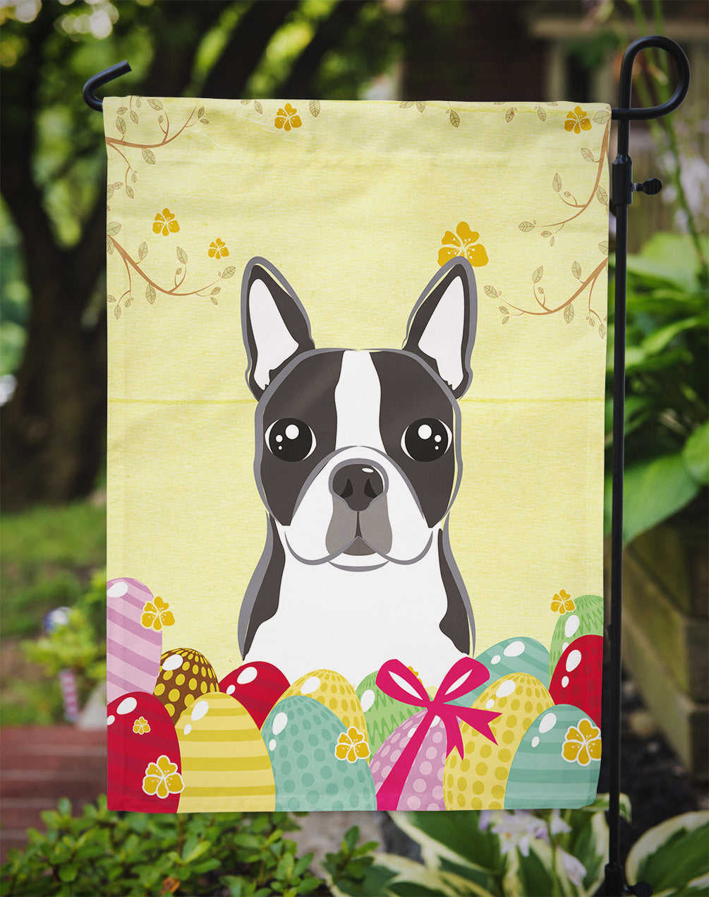 Boston Terrier Easter Egg Hunt Flag Garden Size BB1885GF  the-store.com.