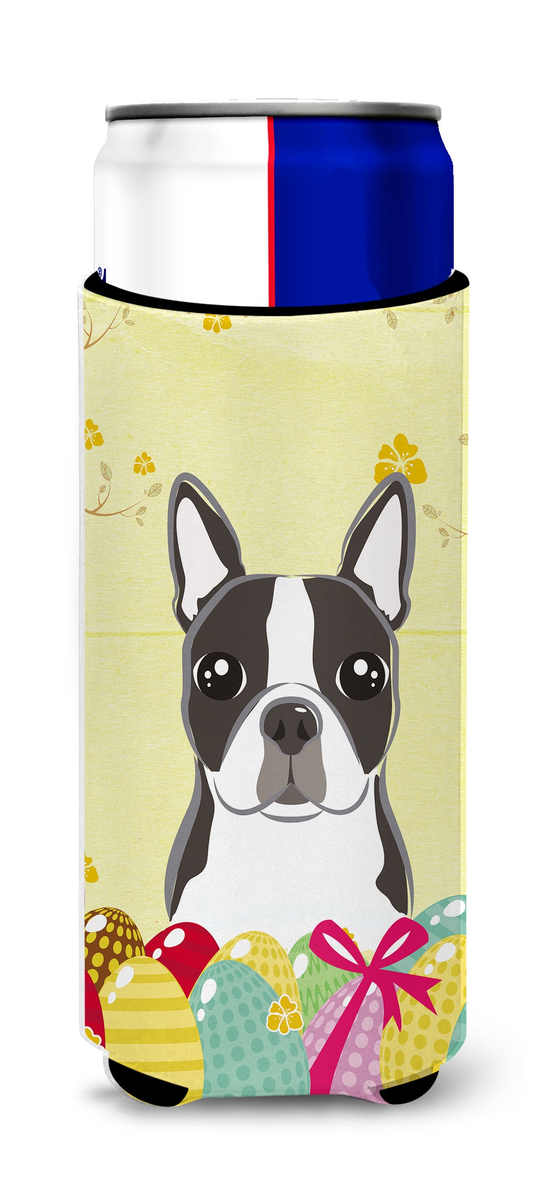 Boston Terrier Easter Egg Hunt  Ultra Beverage Insulator for slim cans BB1885MUK  the-store.com.