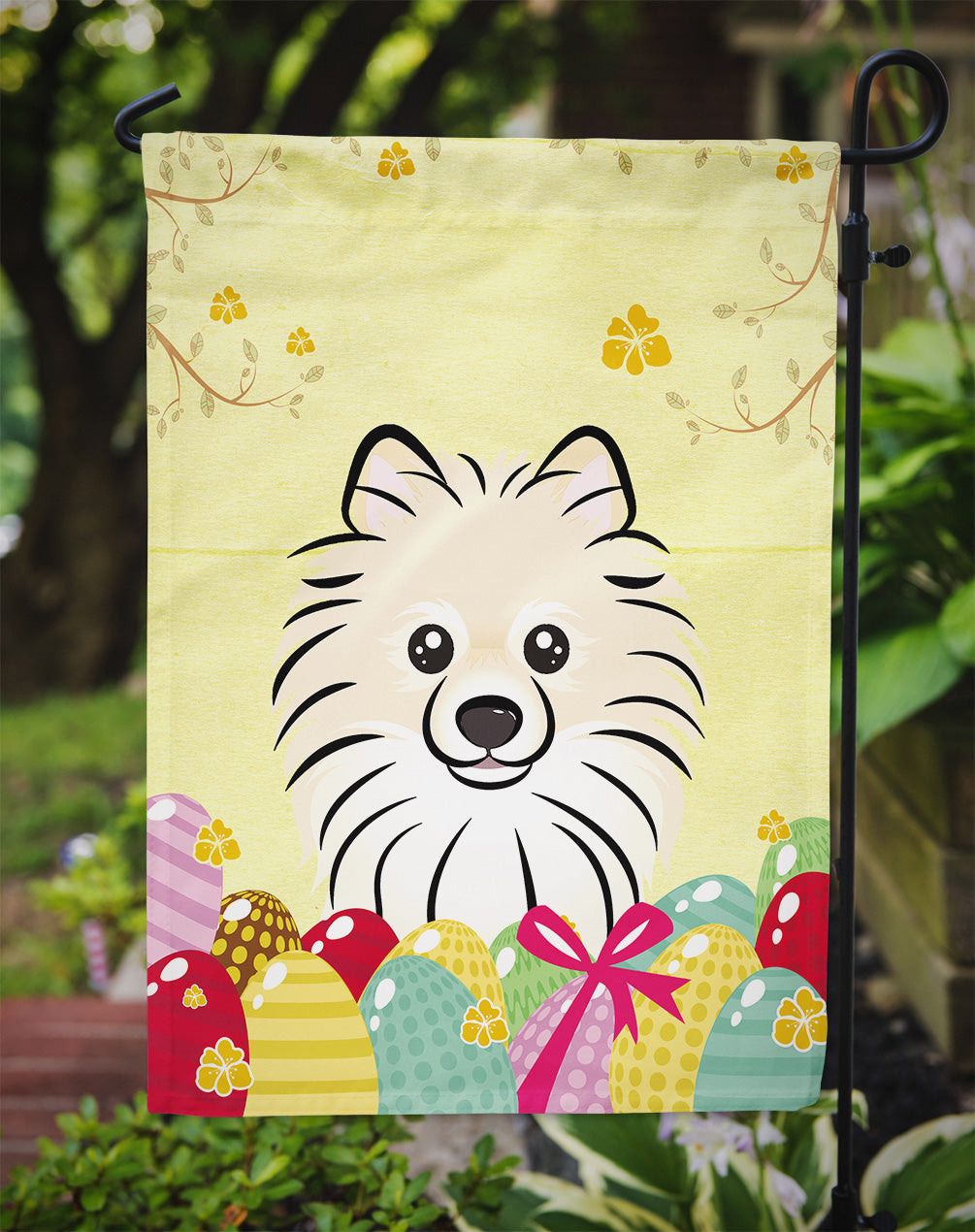 Pomeranian Easter Egg Hunt Flag Garden Size BB1889GF  the-store.com.