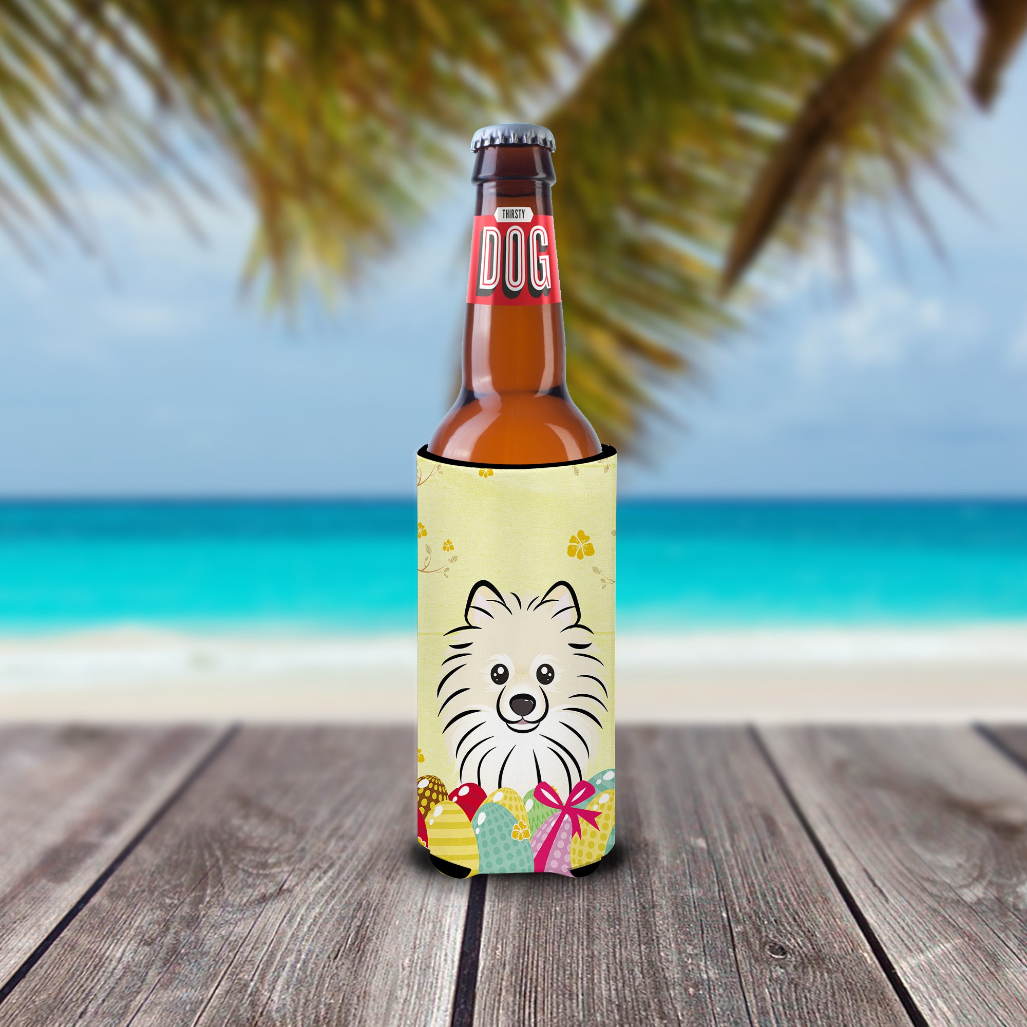 Pomeranian Easter Egg Hunt  Ultra Beverage Insulator for slim cans BB1889MUK  the-store.com.