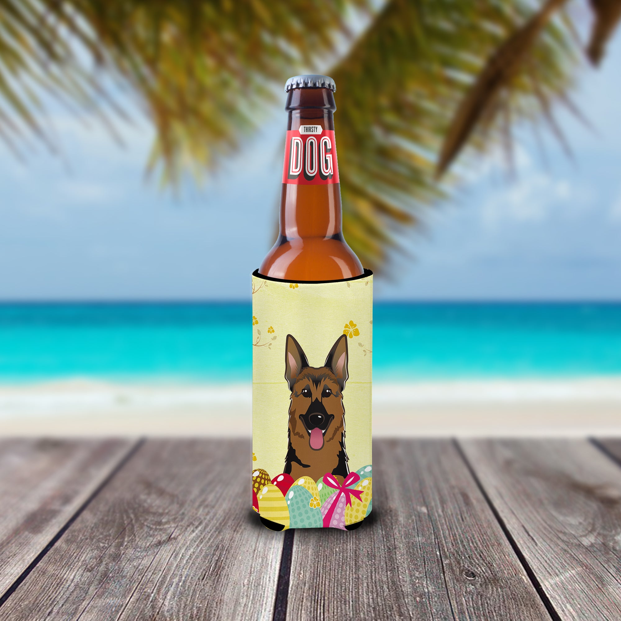 German Shepherd Easter Egg Hunt  Ultra Beverage Insulator for slim cans BB1893MUK  the-store.com.