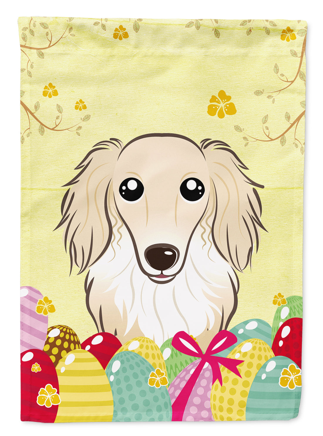 Longhair Creme Dachshund Easter Egg Hunt Flag Garden Size BB1894GF  the-store.com.