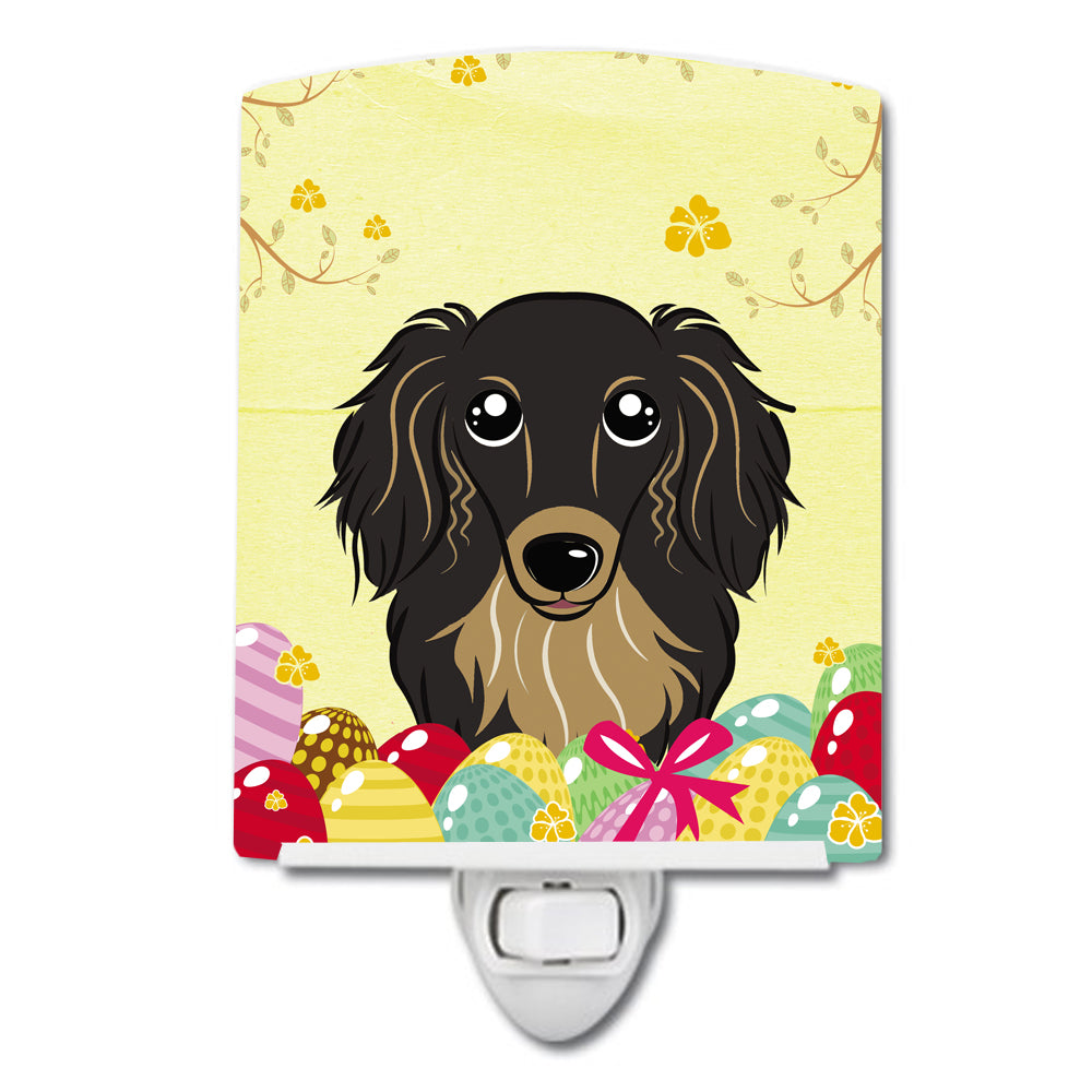 Longhair Black and Tan Dachshund Easter Egg Hunt Ceramic Night Light BB1895CNL - the-store.com