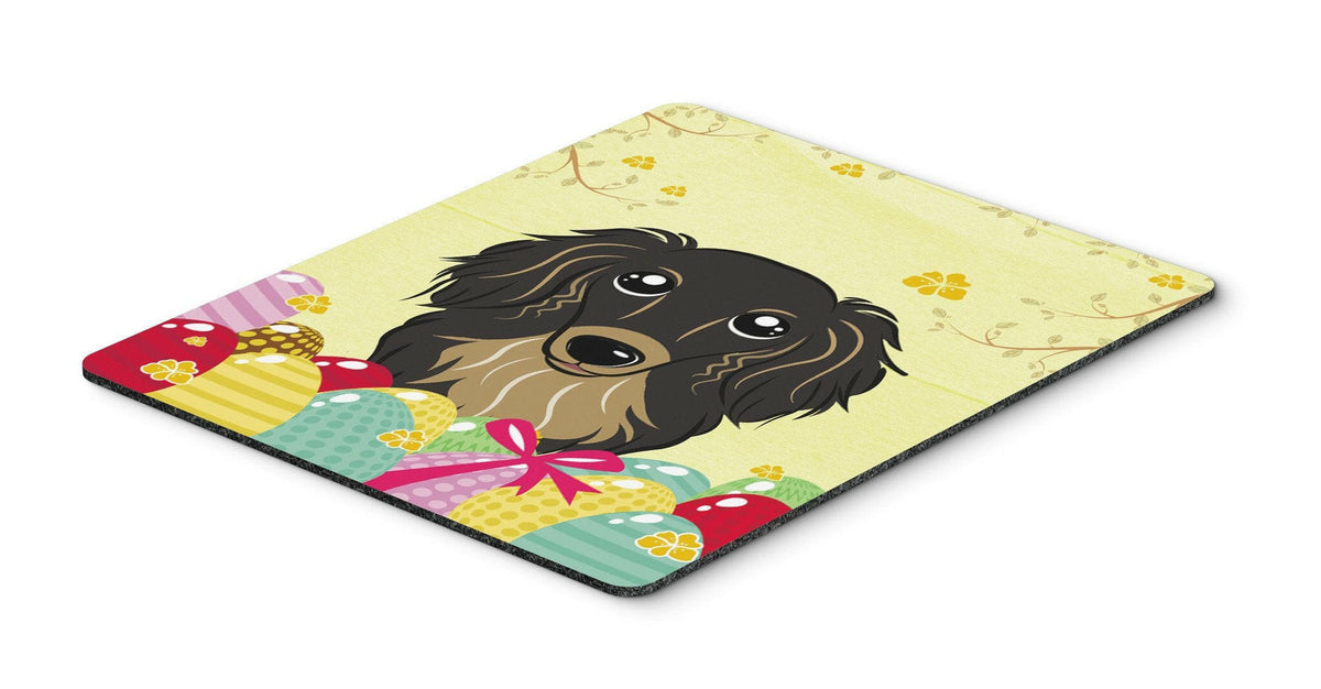 Longhair Black and Tan Dachshund Easter Egg Hunt Mouse Pad, Hot Pad or Trivet BB1895MP by Caroline&#39;s Treasures