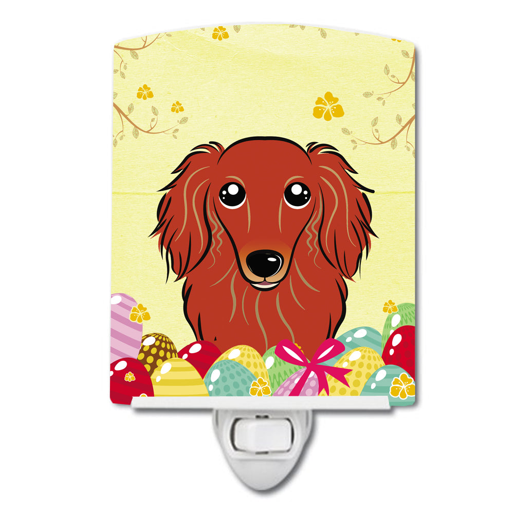 Longhair Red Dachshund Easter Egg Hunt Ceramic Night Light BB1896CNL - the-store.com