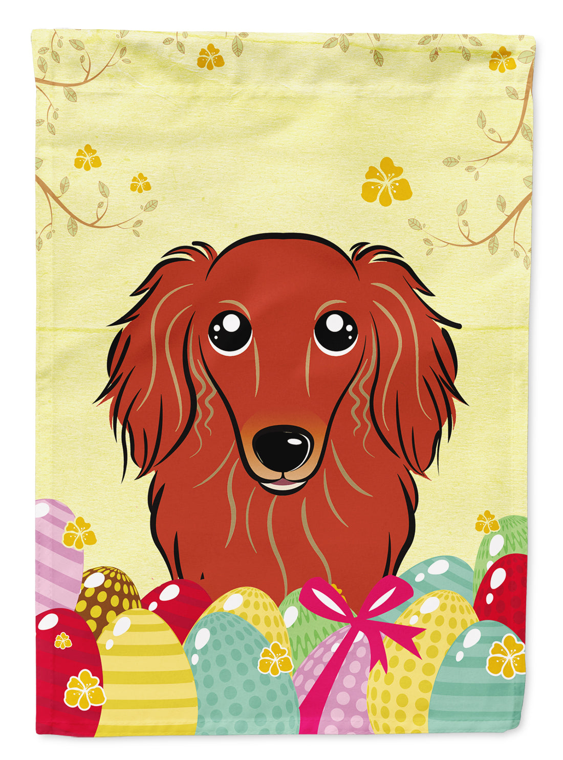 Longhair Red Dachshund Easter Egg Hunt Flag Garden Size BB1896GF  the-store.com.