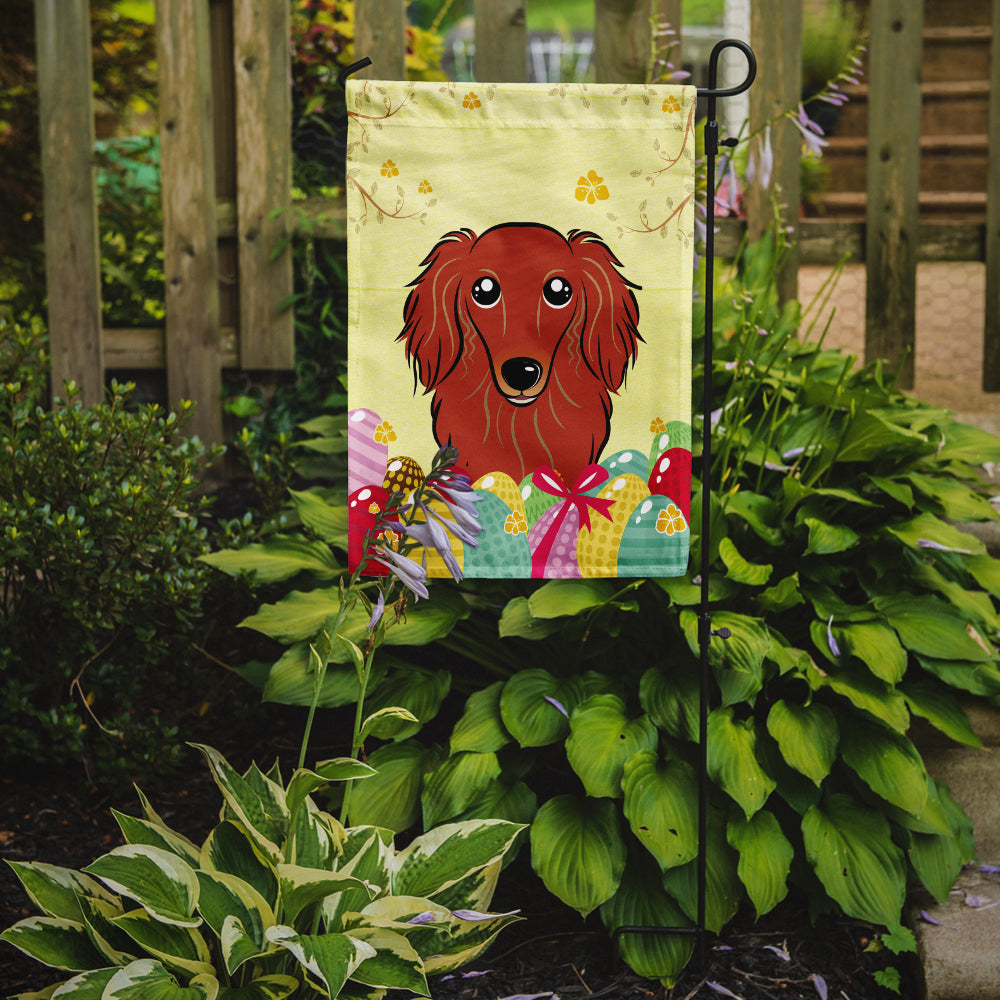 Longhair Red Dachshund Easter Egg Hunt Flag Garden Size BB1896GF  the-store.com.