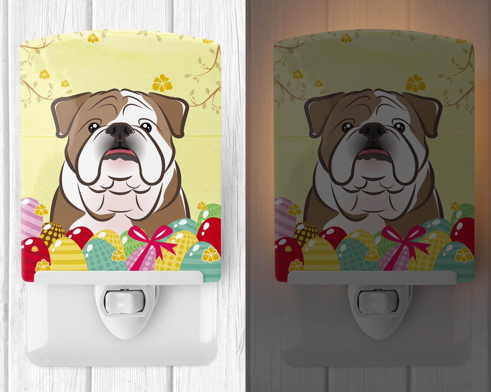 English Bulldog  Easter Egg Hunt Ceramic Night Light BB1901CNL - the-store.com